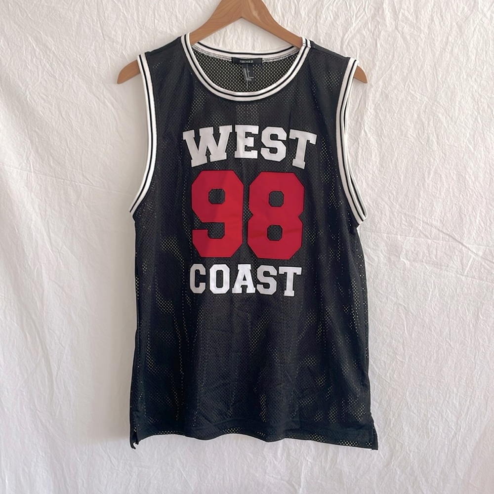 NWT Vintage F21 “West Coast 98” Mesh Basketball Jersey Size Large